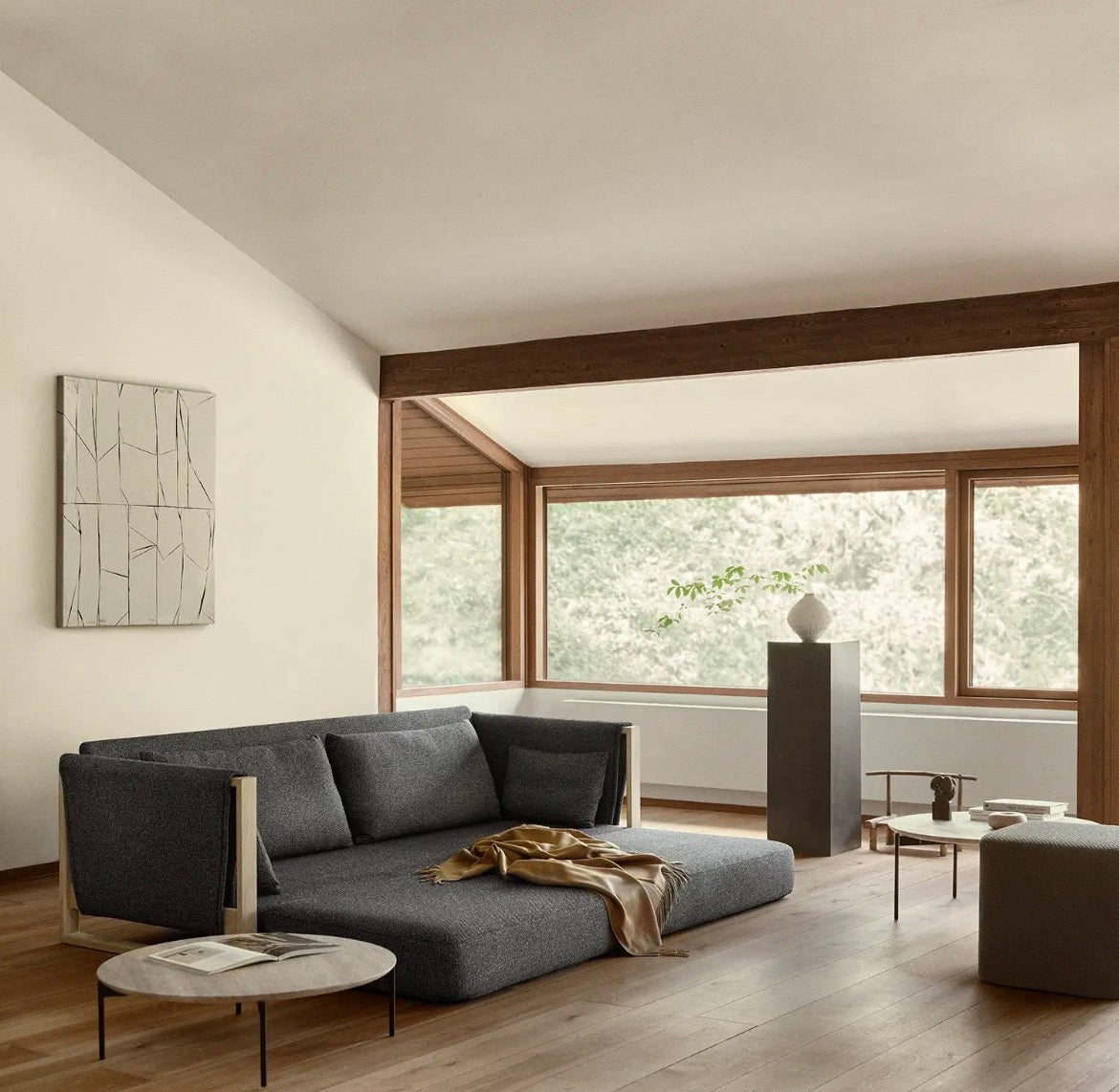 Softline MADISON Wood Sofa Bed dim CM W209 D95 H40/65/75
