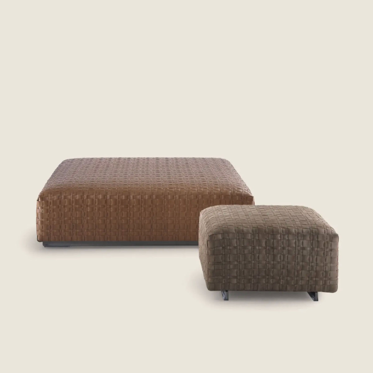 BANGKOK CM. 120X120 OTTOMAN , IN HIDE LEATHER DARK BROWN