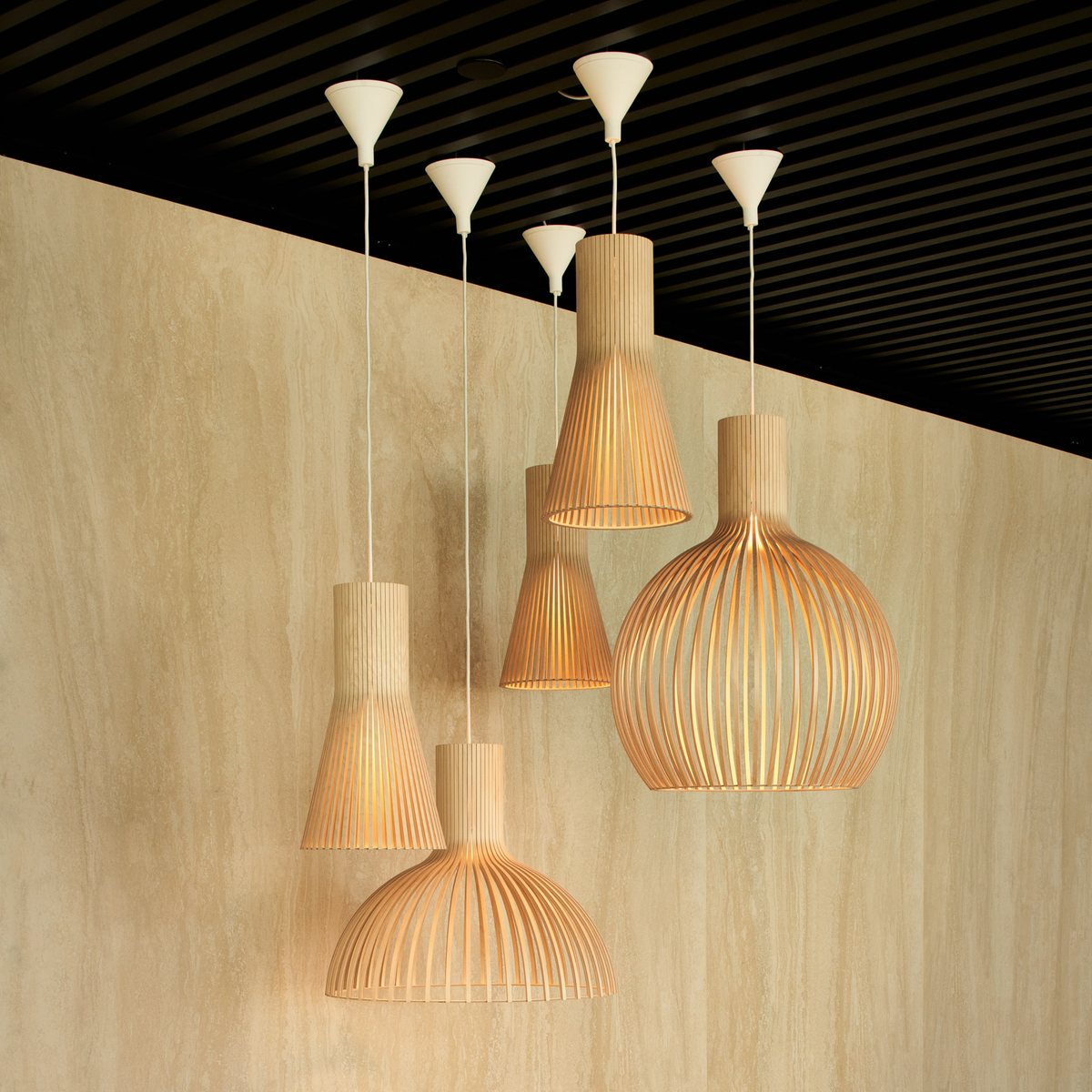 SET OF 5 Secto Design Natural Birch Wood (Victo 4250 (x1),  Octo 4240 (x1) , Secto Small 4201 (x3)